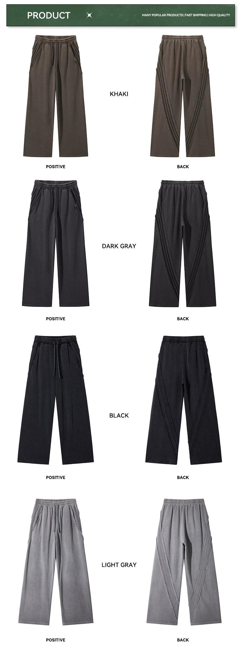 Wide Leg Cotton Lounge Pants Urban Style Jet Black - Gallery Image 13 - Detailed View