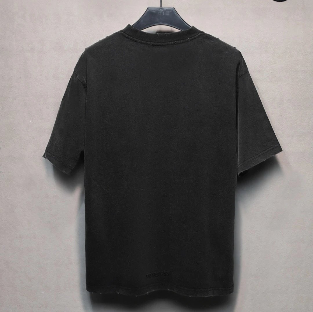 Oversized Rammstein Graphic Distressed Tee, Faded Charcoal - Gallery Image 2 - Detailed View