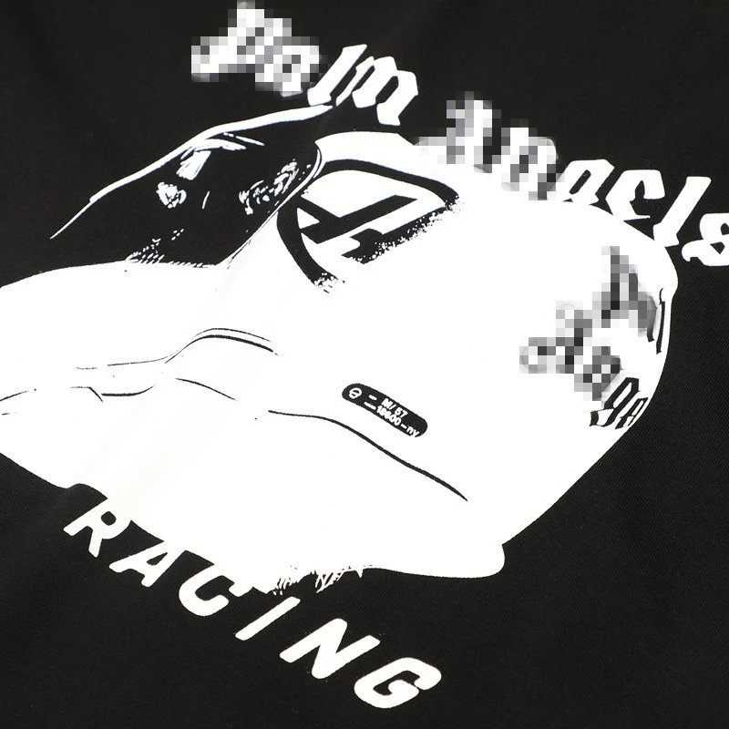 Racing Graphic Streetwear Cotton T-Shirt Unisex Jet Black - Gallery Image 7 - Detailed View