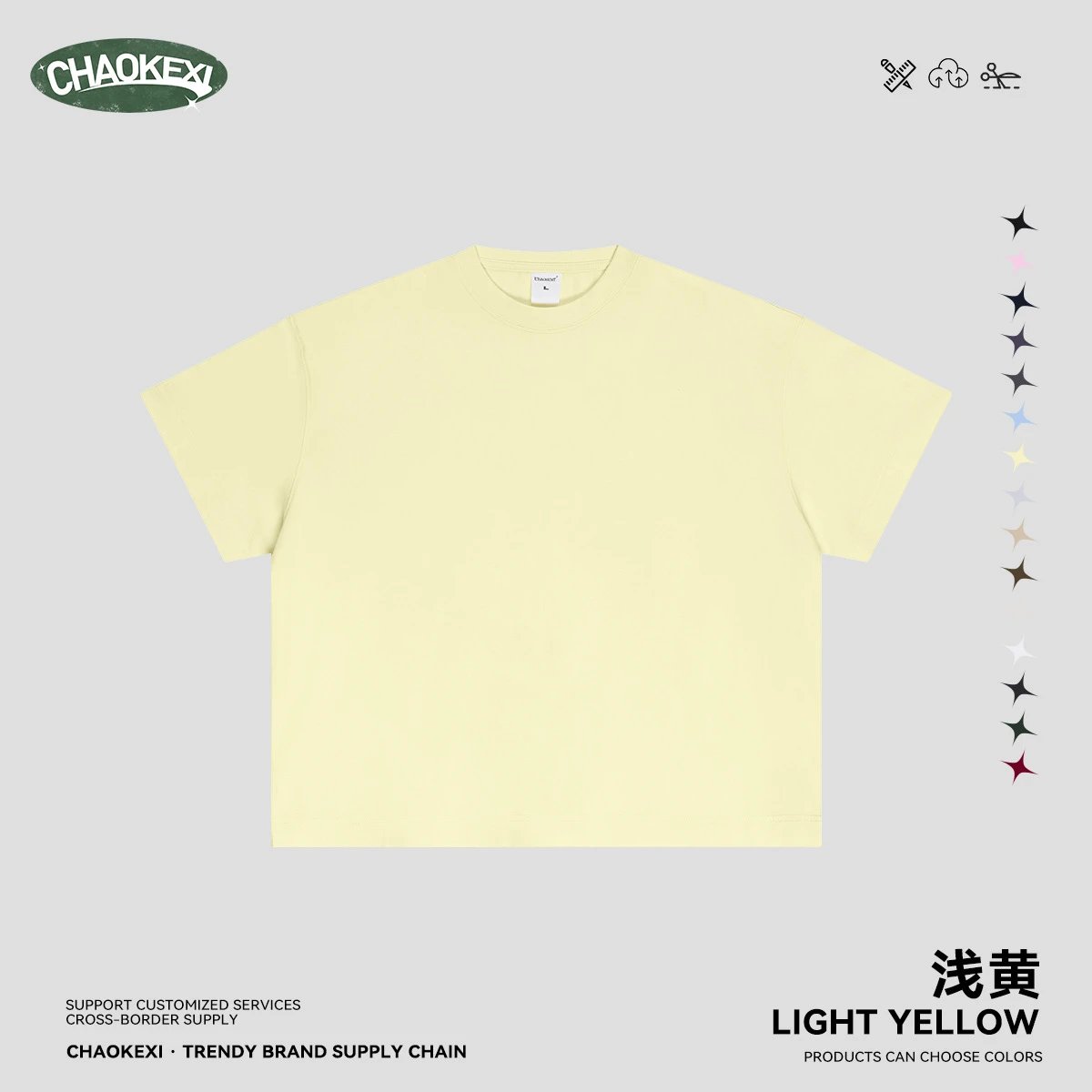 Retro Cotton Boxy T-Shirt Unisex Tee Ecru - CHAOKEXI - Cnfans - $15.40