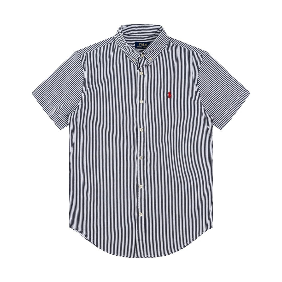 Classic Cotton Short Sleeve Shirt Unisex Indigo - Ralph Lauren - Cnfans - $30.32
