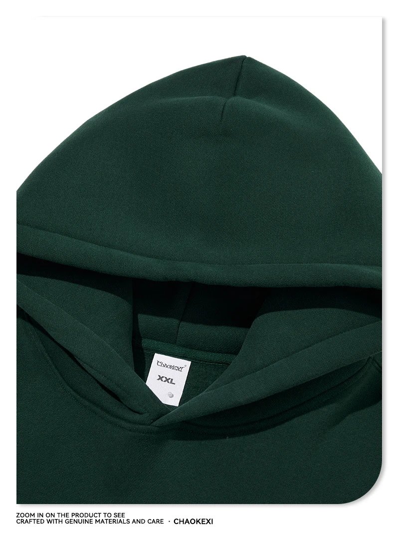 Men Oversized Fleece Pullover Street Hoodie Espresso Brown - Gallery Image 12 - Detailed View