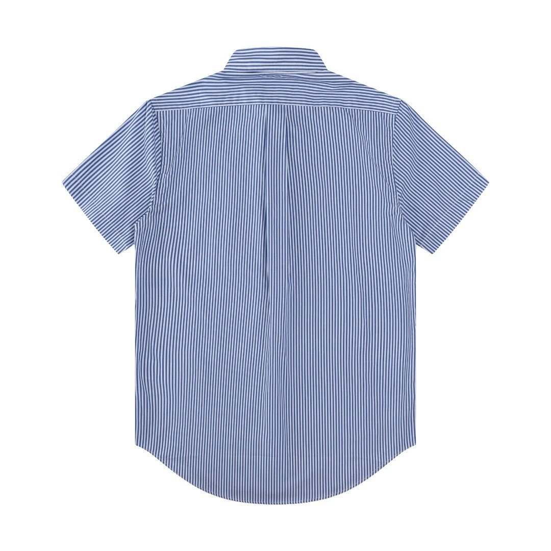 Striped Cotton Short Sleeve Casual Shirt - Seafoam - Gallery Image 5 - Detailed View