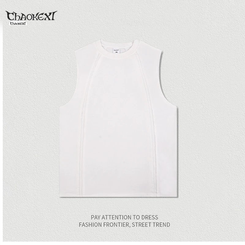 Men's Summer Street Cotton Tank Top-Off White - ChaoKeXi - Cnfans - $22.26