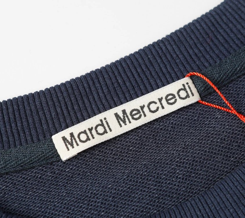 Unisex Dachshund Print Crewneck Sweatshirt Casual Indigo Blue - Gallery Image 7 - Detailed View