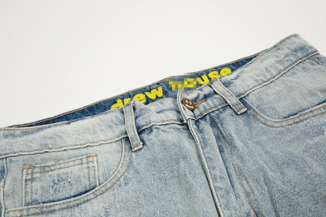 Distressed Washed Denim Streetwear Pants Charcoal - Gallery Image 8 - Detailed View