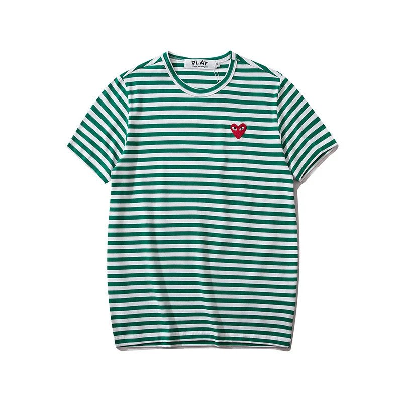 CDG Play Heart Striped Tee Multicolor - Gallery Image 4 - Detailed View