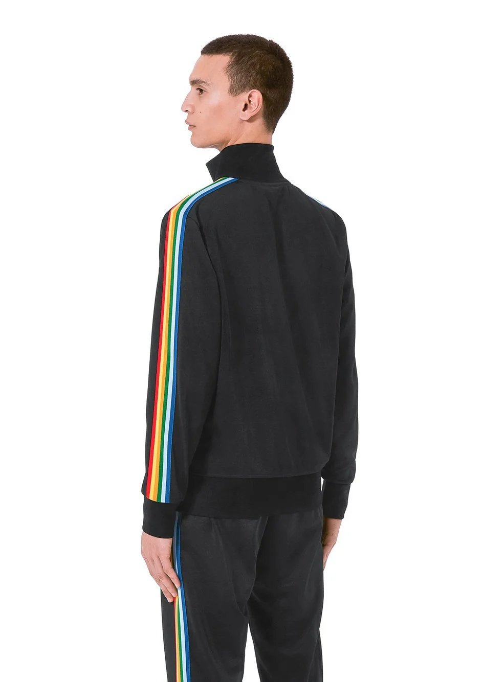 Retro Sporty Striped Jacket Unisex Relaxed Fit - Onyx - Gallery Image 14 - Detailed View