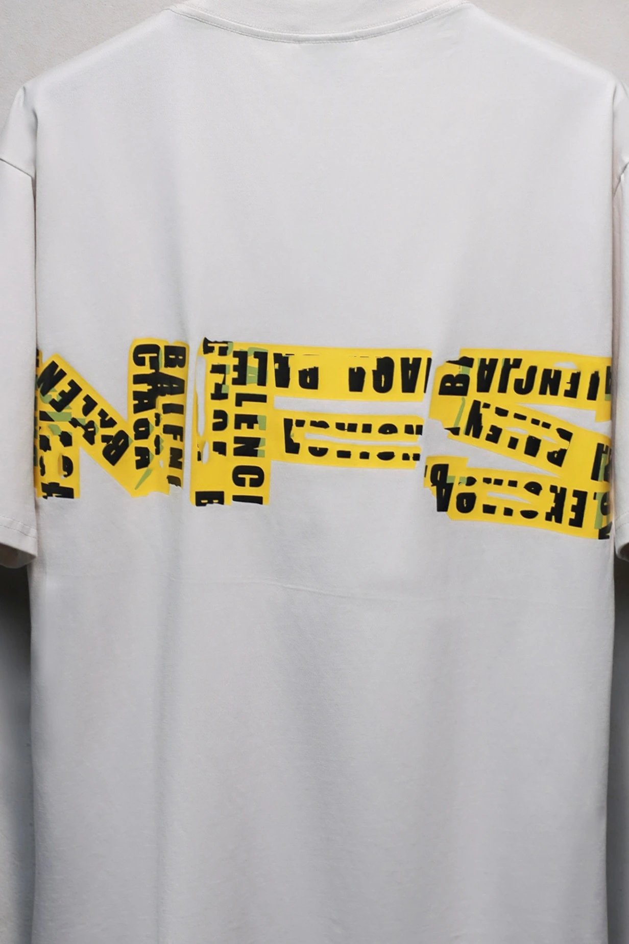 Unisex Oversized Tape Graphic Tee, Summer Casual, Chalk White - Gallery Image 6 - Detailed View