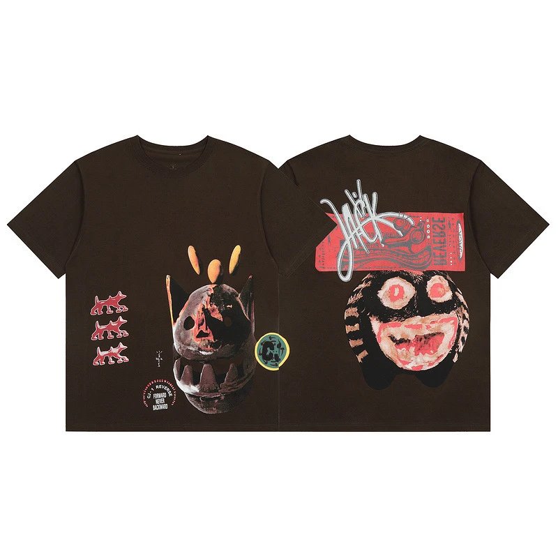 Graffiti Graphic Cotton T-Shirt Espresso Brown - Gallery Image 1 - Detailed View