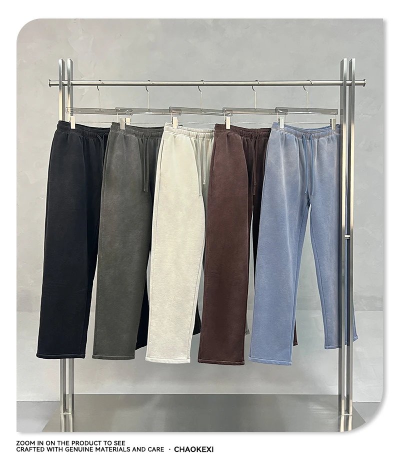 Retro Fleece Wide Leg Men's Sweatpants Trousers - Onyx - Gallery Image 12 - Detailed View