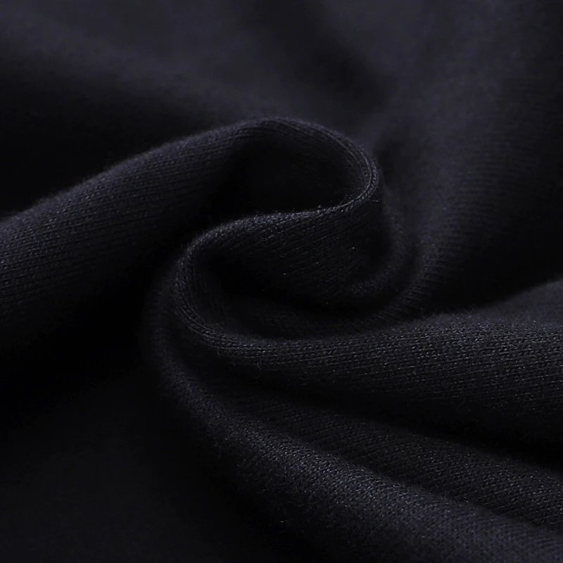 Streetwear Cotton Graphic Tee Loose Fit Jet Black - Gallery Image 9 - Detailed View