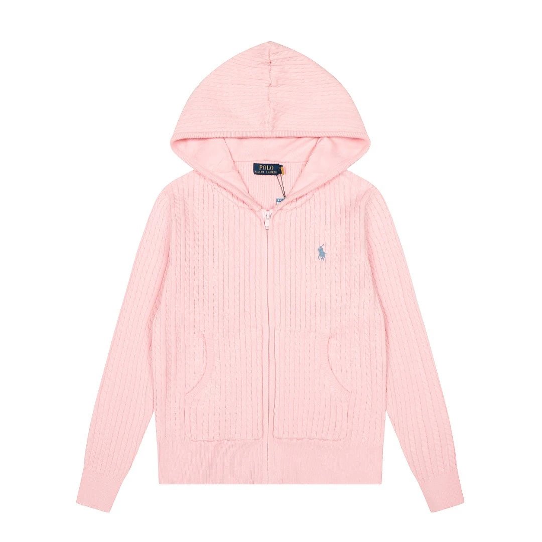 Cable-knit Cotton Full-Zip Hoodie, Blossom - Ralph Lauren - Cnfans - $52.26