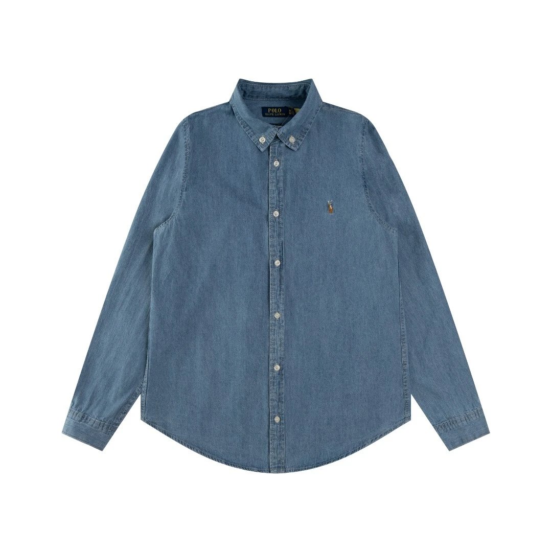 Casual Denim Button-Down Shirt, Chambray - Ralph Lauren - Cnfans - $42.58