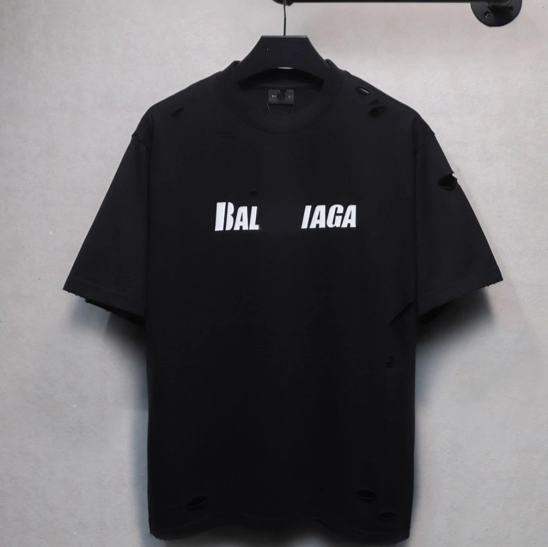 Unisex Distressed Ripped Graphic Oversized Tee Onyx Black - Gallery Image 1 - Detailed View