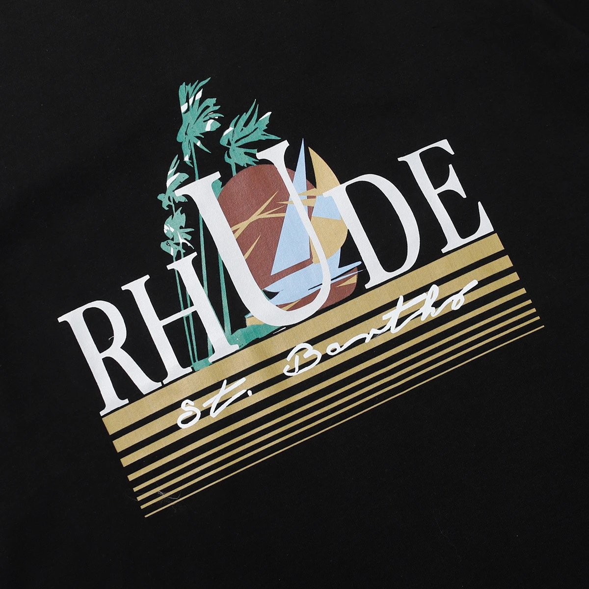 RHODE Sailboat Print T-Shirt Black - Gallery Image 6 - Detailed View