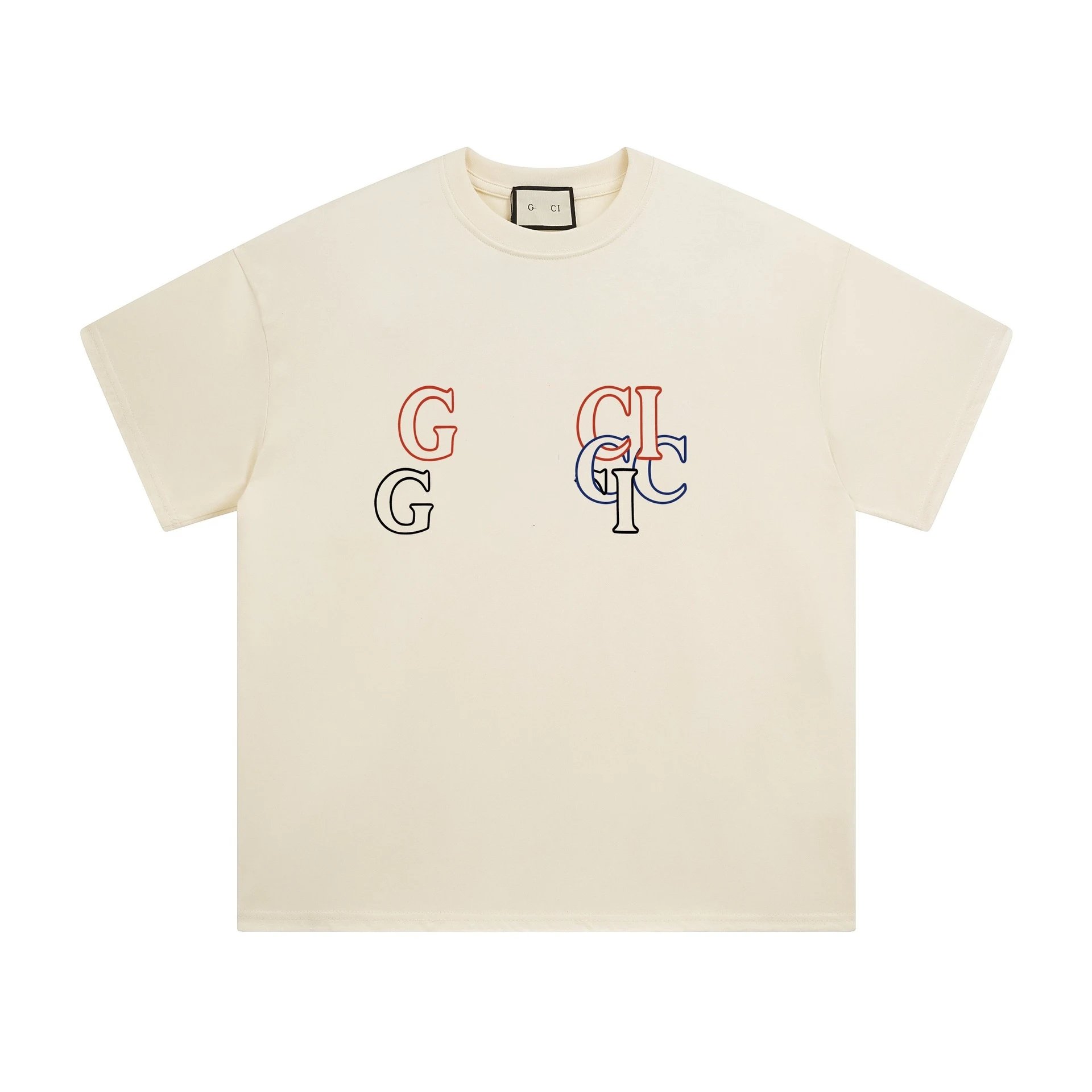 Casual Animal Print Cotton Tee Unisex Ecru - Gallery Image 3 - Detailed View