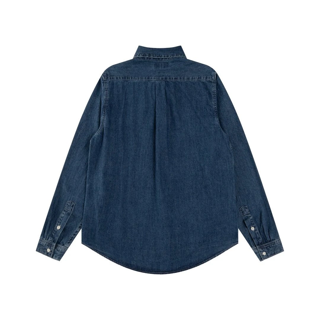 Casual Cotton Long Sleeve Denim Shirt, Chambray - Gallery Image 4 - Detailed View