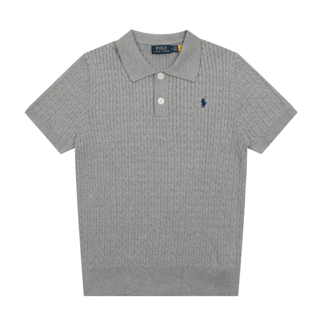 Boys Knit Short Sleeve Polo Shirt Slate Gray - Ralph Lauren - Cnfans - $29.03