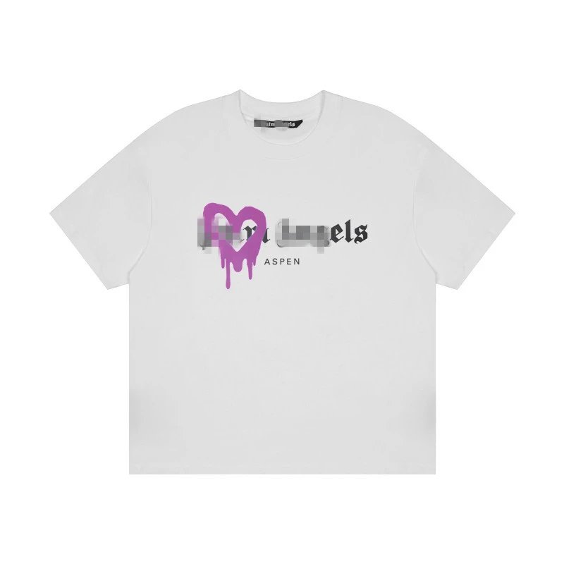 Streetwear Heart Spray Print Tee White - Palm Angels - Cnfans - $20.65