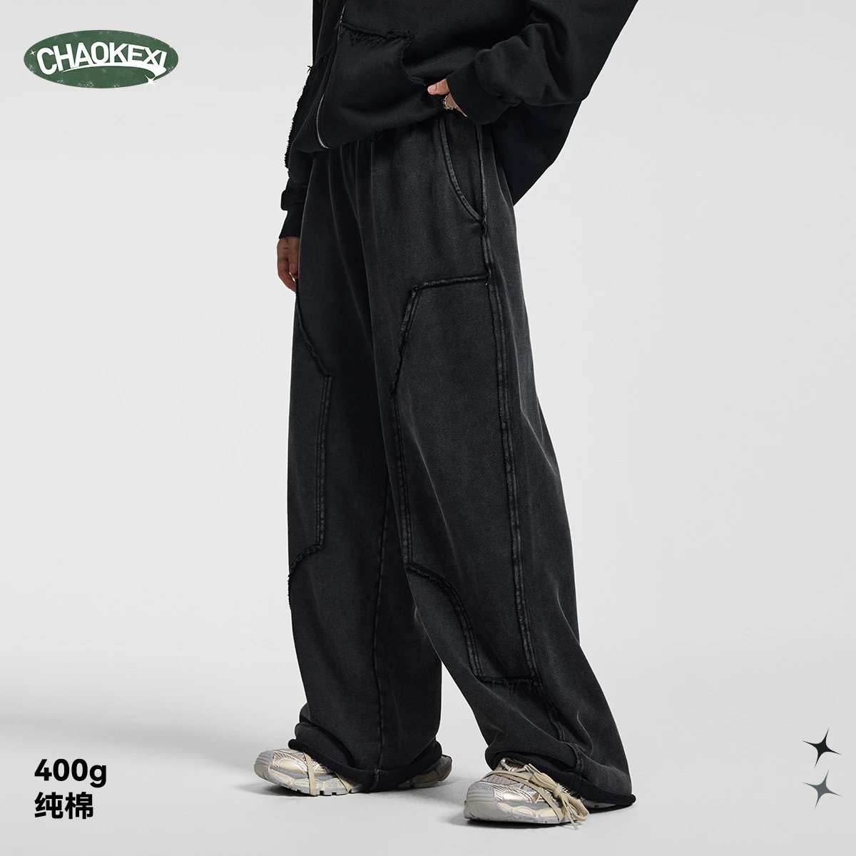 Loose Fit Cotton Cargo Pants Autumn Slate - Gallery Image 2 - Detailed View