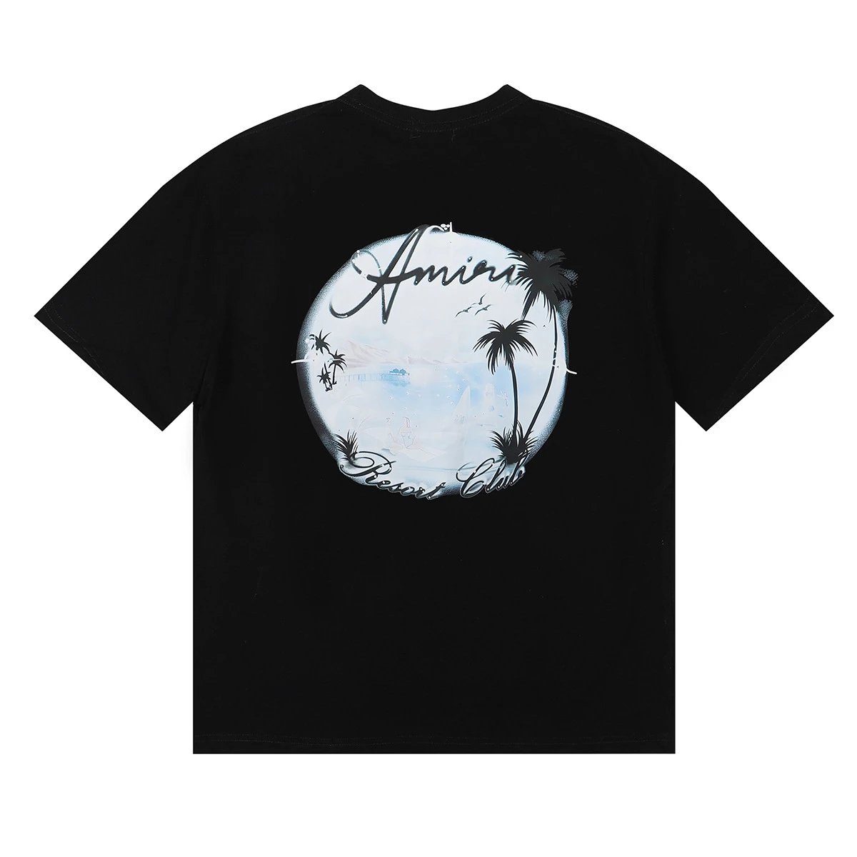 Graphic Print Cotton Tee Summer Unisex Onyx - Amiri - Cnfans - $22.26