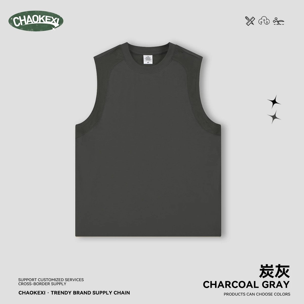 Men's Athletic Tank Top Summer Breathable Vest Charcoal - ChaoKeXi - Cnfans - $12.82