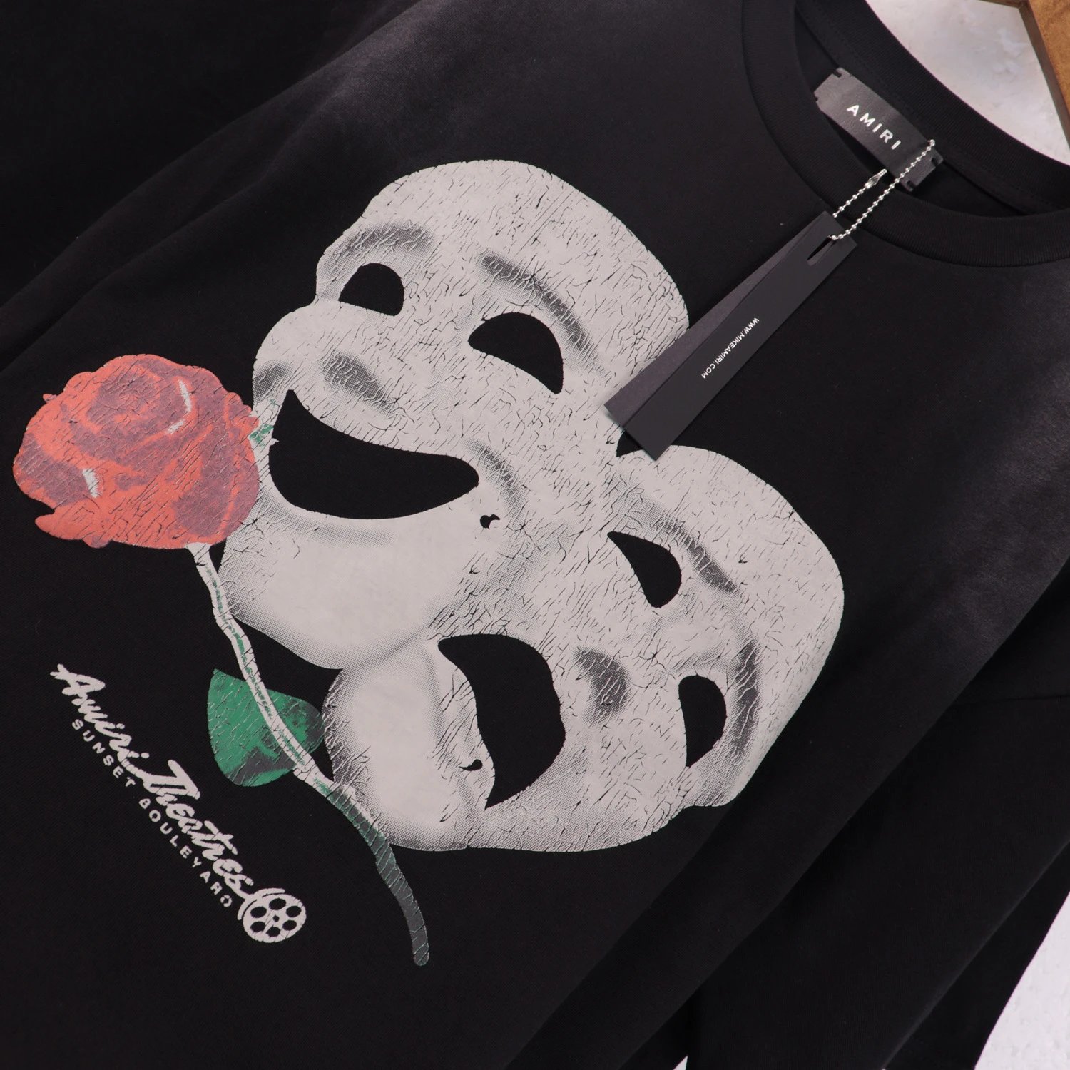 Amiri Crackled Mask Tee Black - Gallery Image 6 - Detailed View