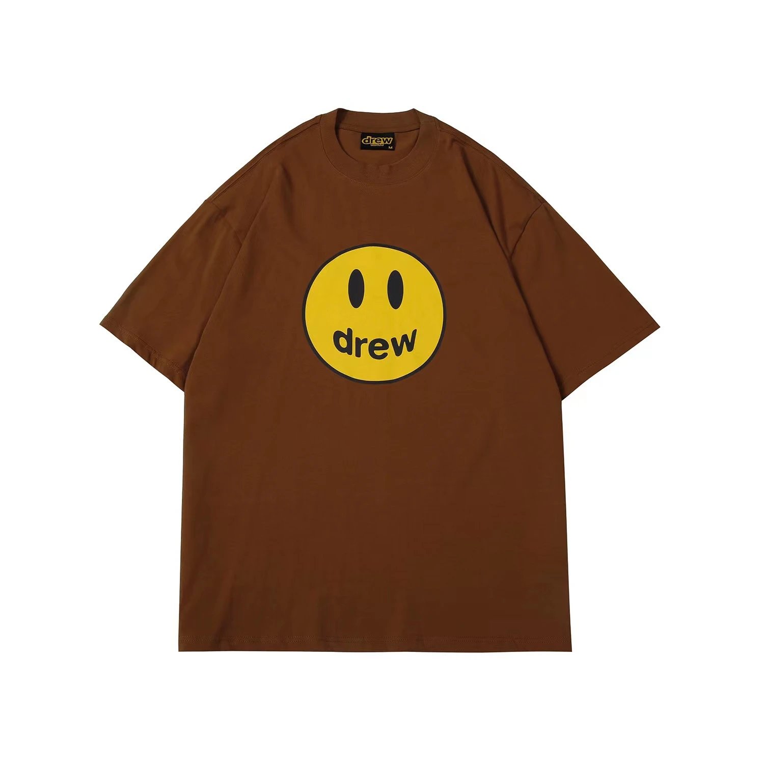 Oversized Graphic Smile Cotton Tee Mahogany Brown - Related Product - Cnfans