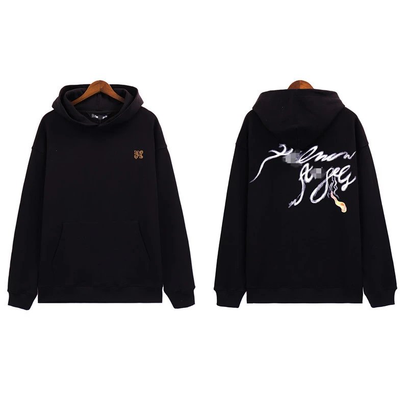 Street Style Cotton Blend Hoodie Unisex Pullover Onyx - Palm Angels - Cnfans - $36.45