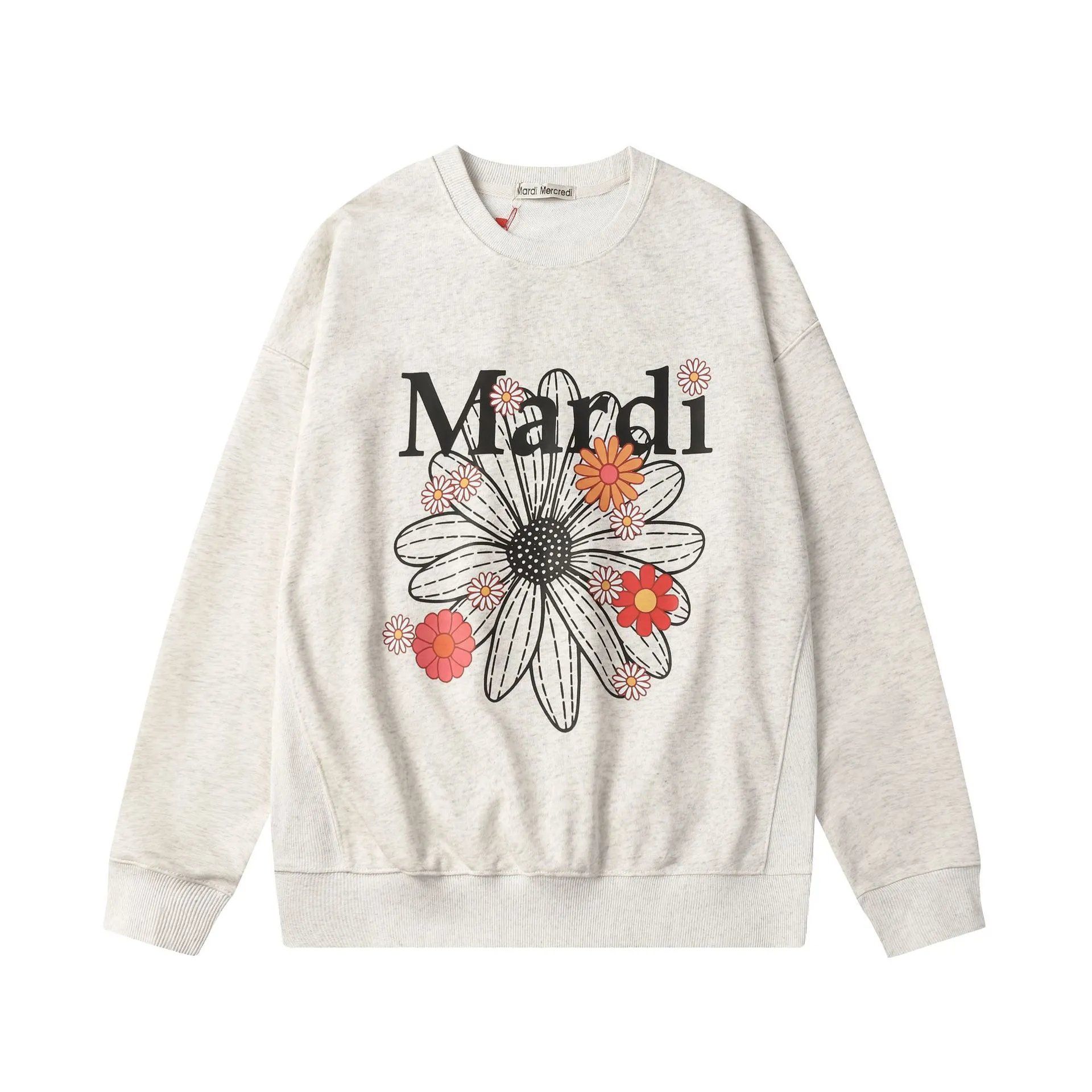 Women's Daisy Print Crewneck Pullover, Ecru - Gallery Image 5 - Detailed View