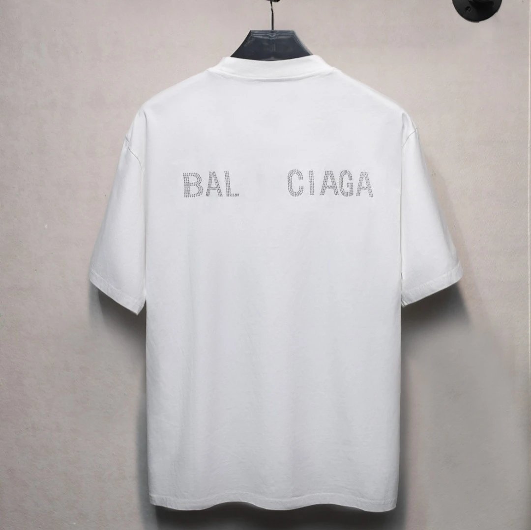 Balenciaga Rhinestone Logo Tee Black - Gallery Image 3 - Detailed View