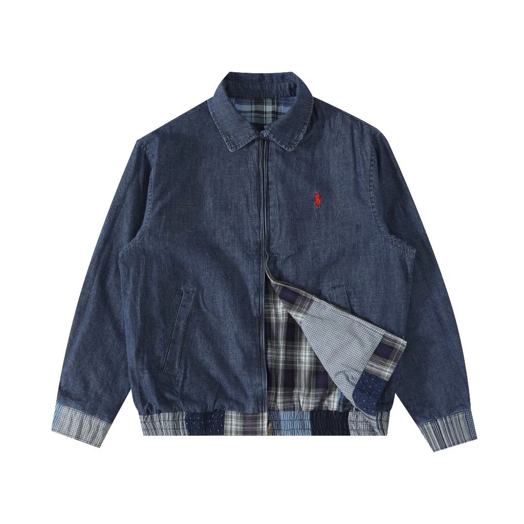 Denim Patchwork Reversible Jacket - Indigo - Gallery Image 1 - Detailed View