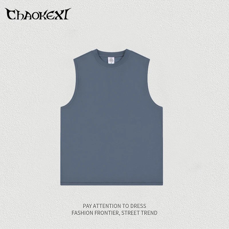 Men's Cotton Sleeveless Tank Top Street Style Slate - ChaoKeXi - Cnfans - $14.11