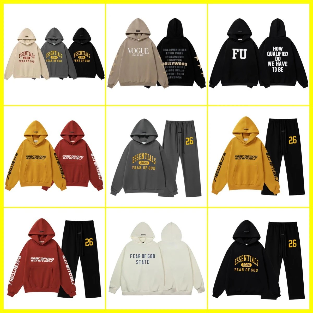 Unisex Street Style Hoodie Set Casual Alabaster - Gallery Image 1 - Detailed View