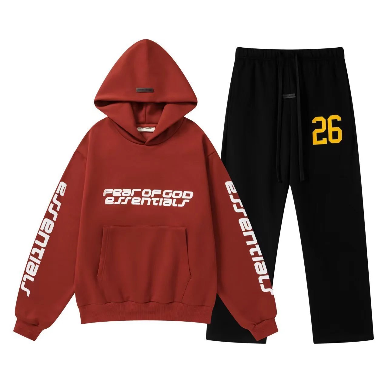 Unisex Street Style Hoodie Set Casual Alabaster - Gallery Image 2 - Detailed View