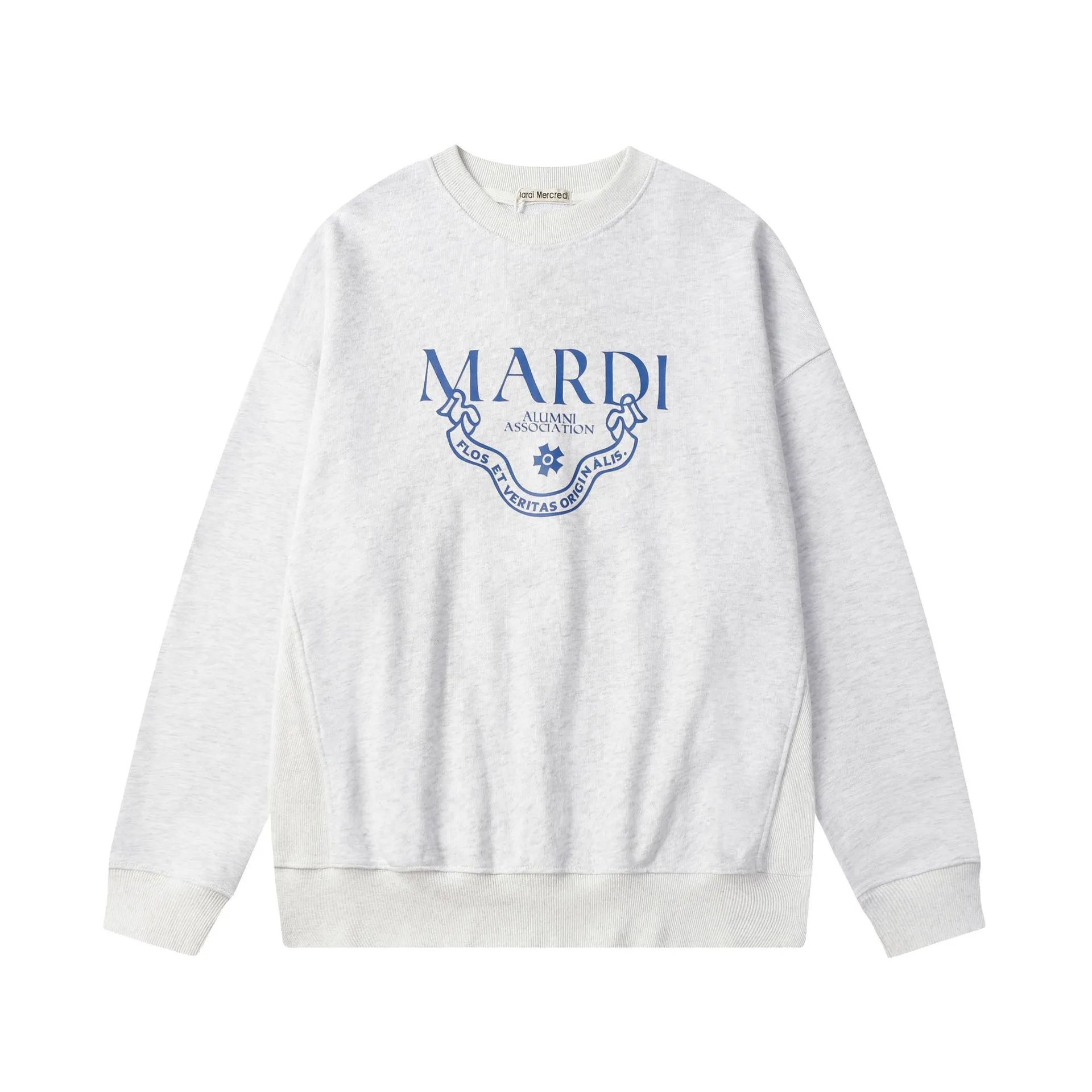 Unisex Loose Fit Terry Crewneck Sweatshirt Daisy Print Ash Grey - Mardi Mercredi - Cnfans - $26.45