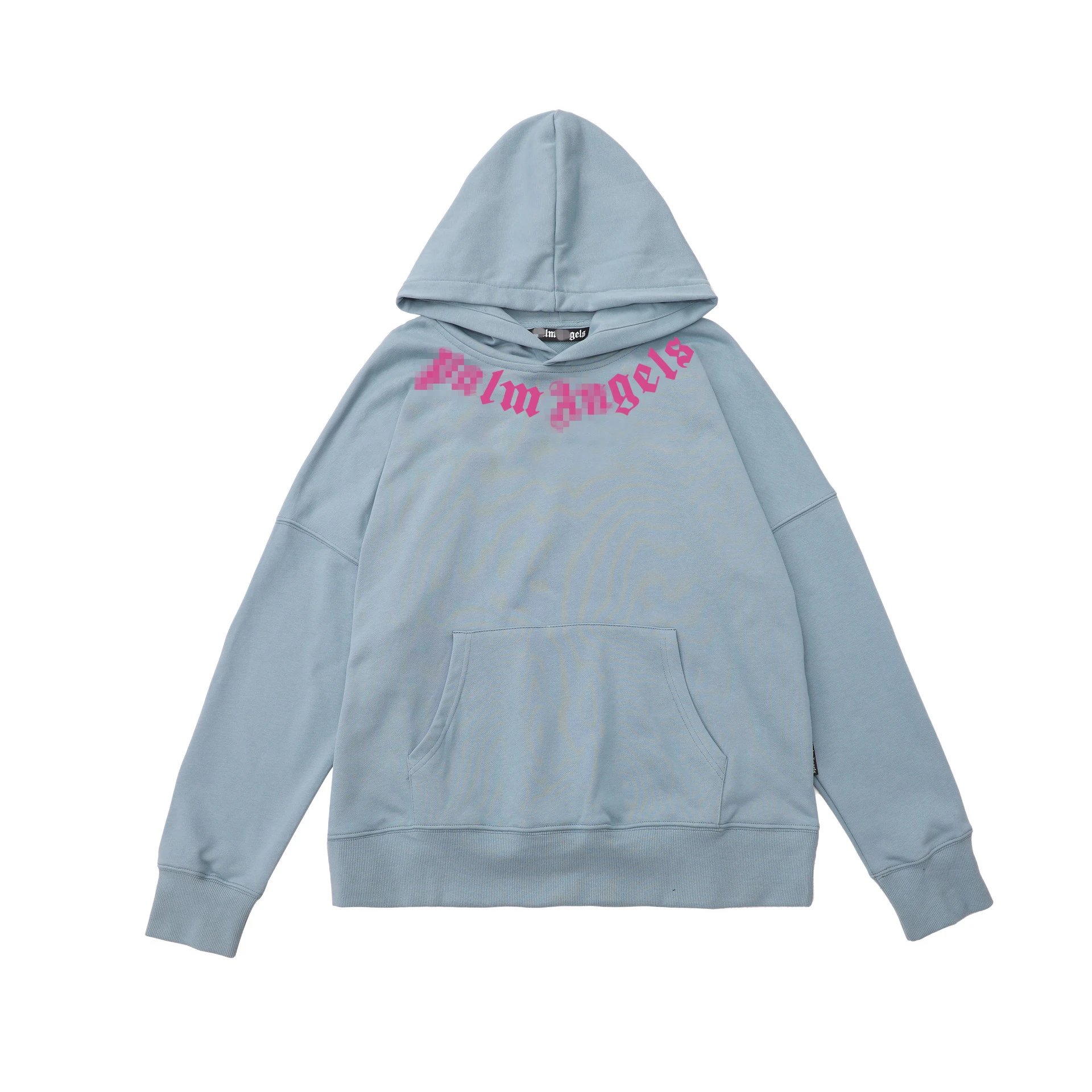 Palm Angels Logo Hoodie Light Blue - Gallery Image 3 - Detailed View