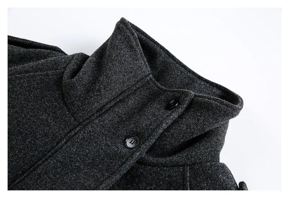 Winter Unisex Retro Wool Blend Padded Jacket Anthracite - Gallery Image 11 - Detailed View