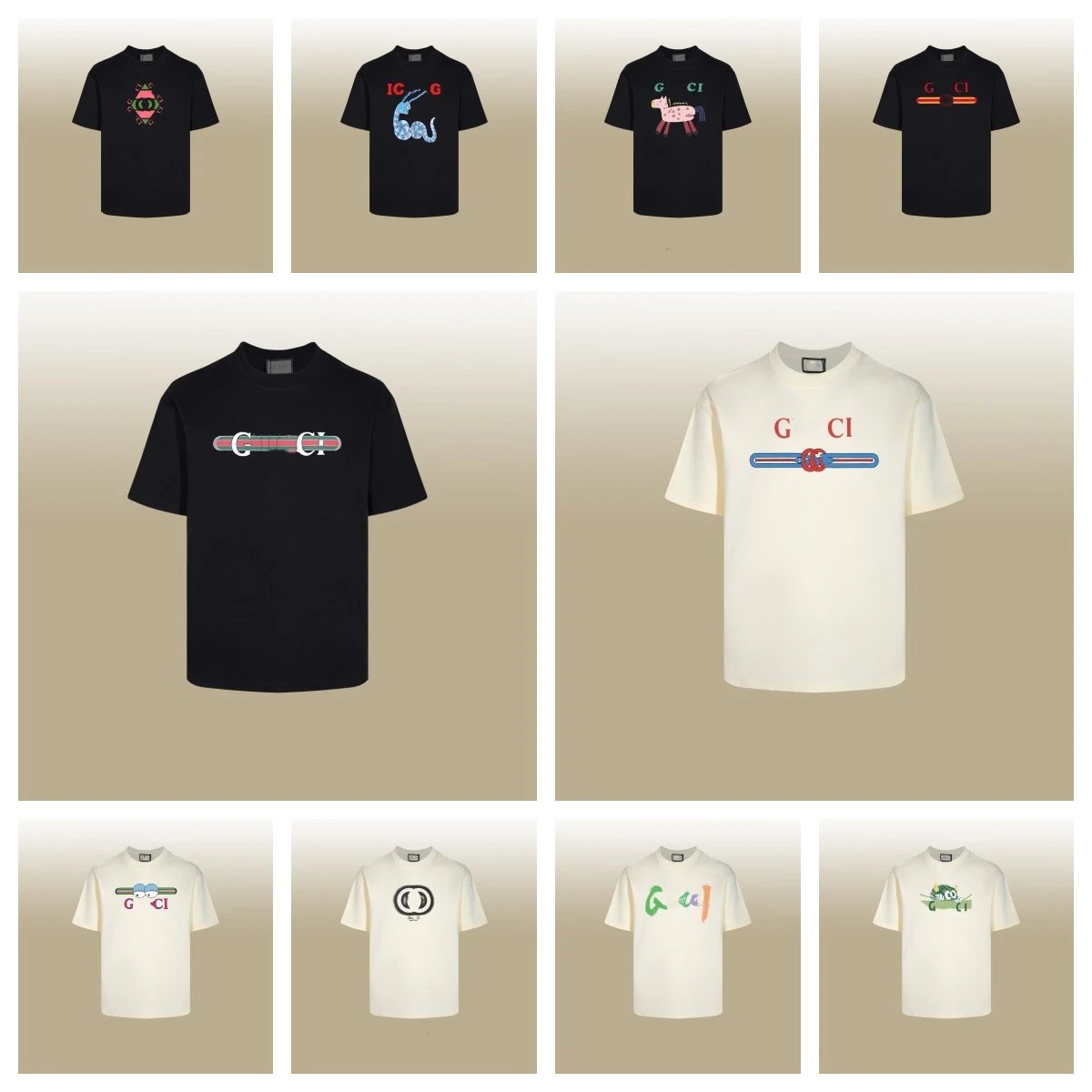 Casual Logo Cotton Tee Unisex Top Ecru - Gallery Image 1 - Detailed View