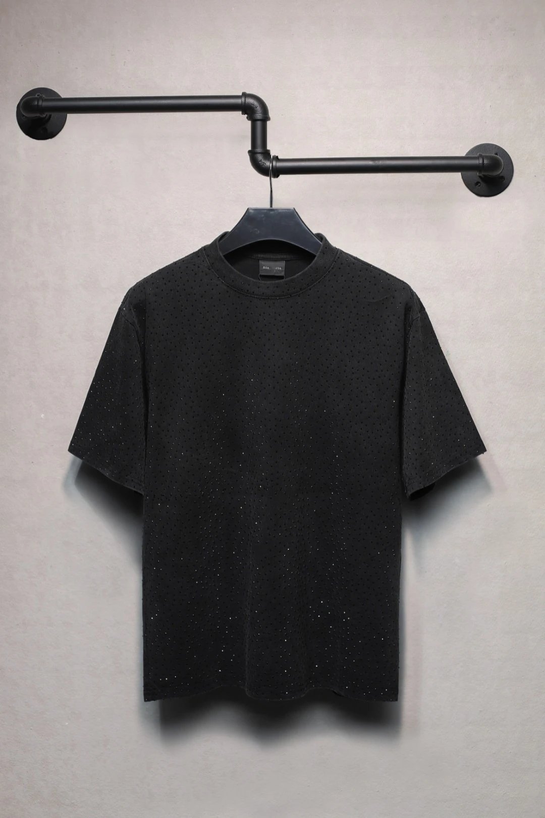 Street Rhinestone Cotton T-Shirt Unisex Onyx - Balenciaga - Cnfans - $41.29