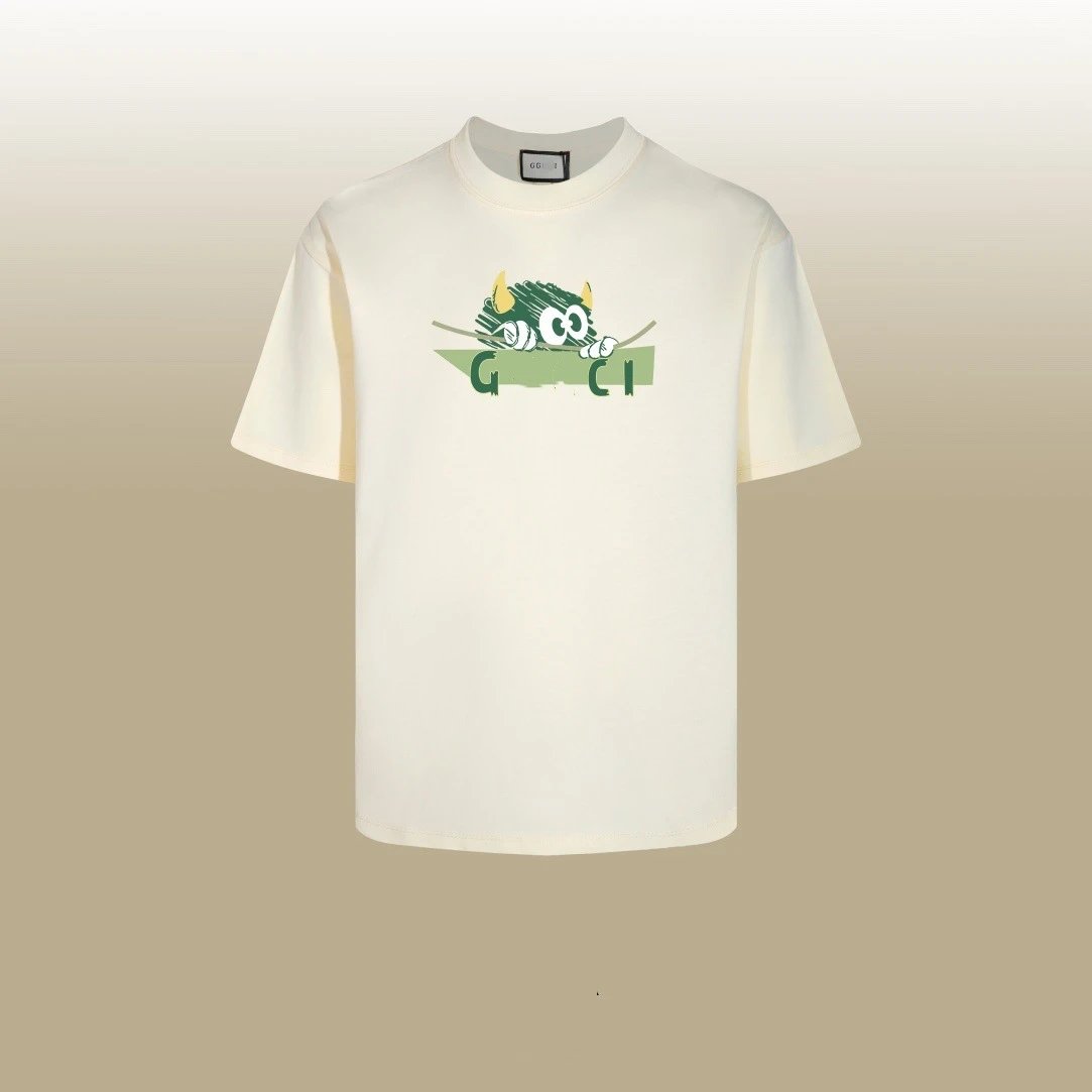 Casual Cotton Graphic Tee Unisex Ecru - Gucci - Cnfans - $25.81