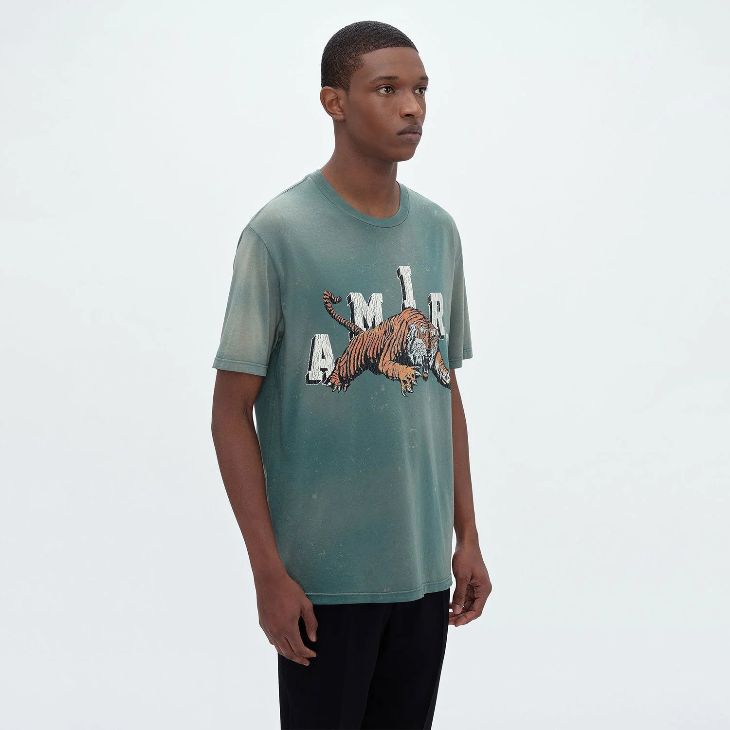 Amiri Tiger Graphic T-Shirt Black Green - Gallery Image 8 - Detailed View