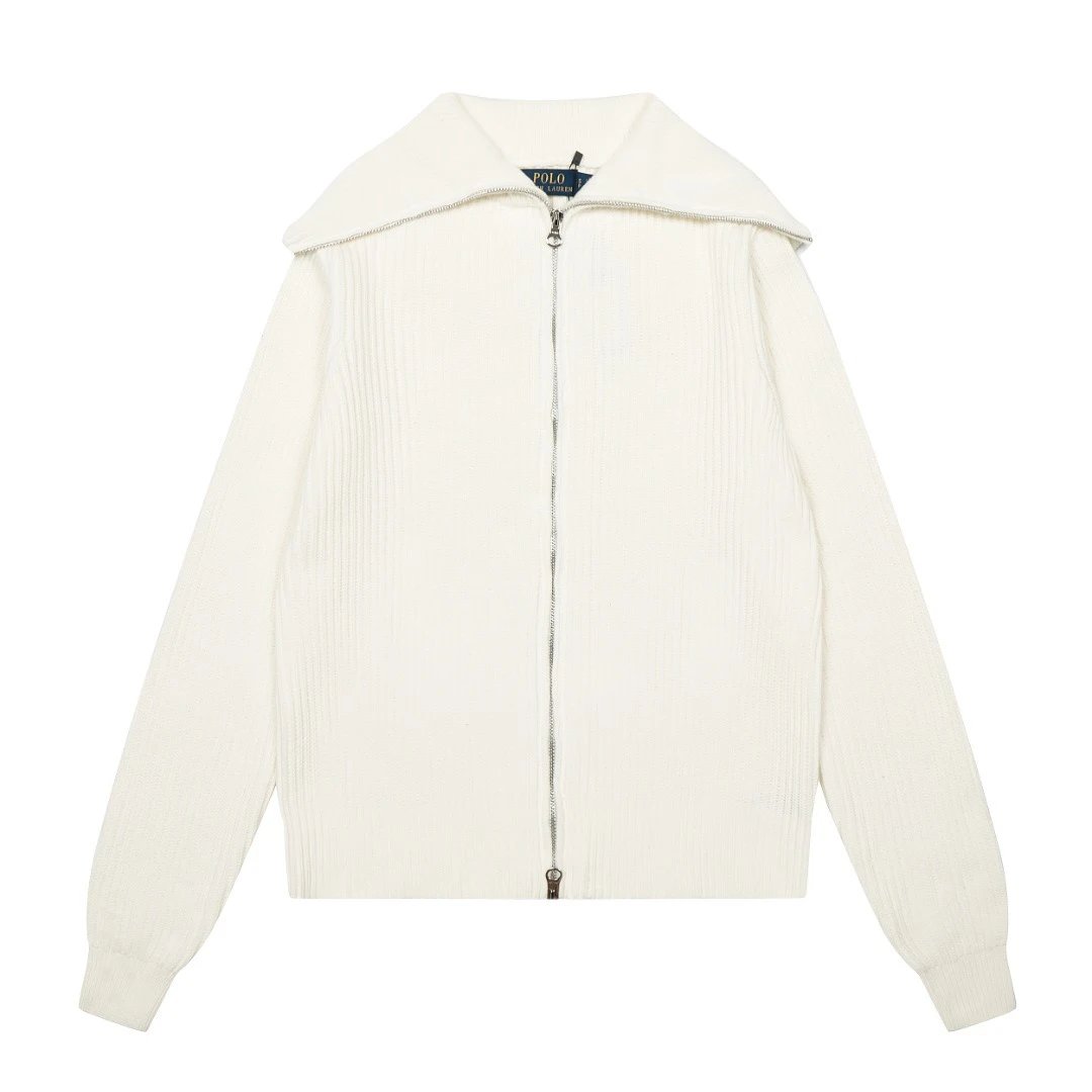 Classic Knit Zip Cardigan Women Ivory - Gallery Image 2 - Detailed View