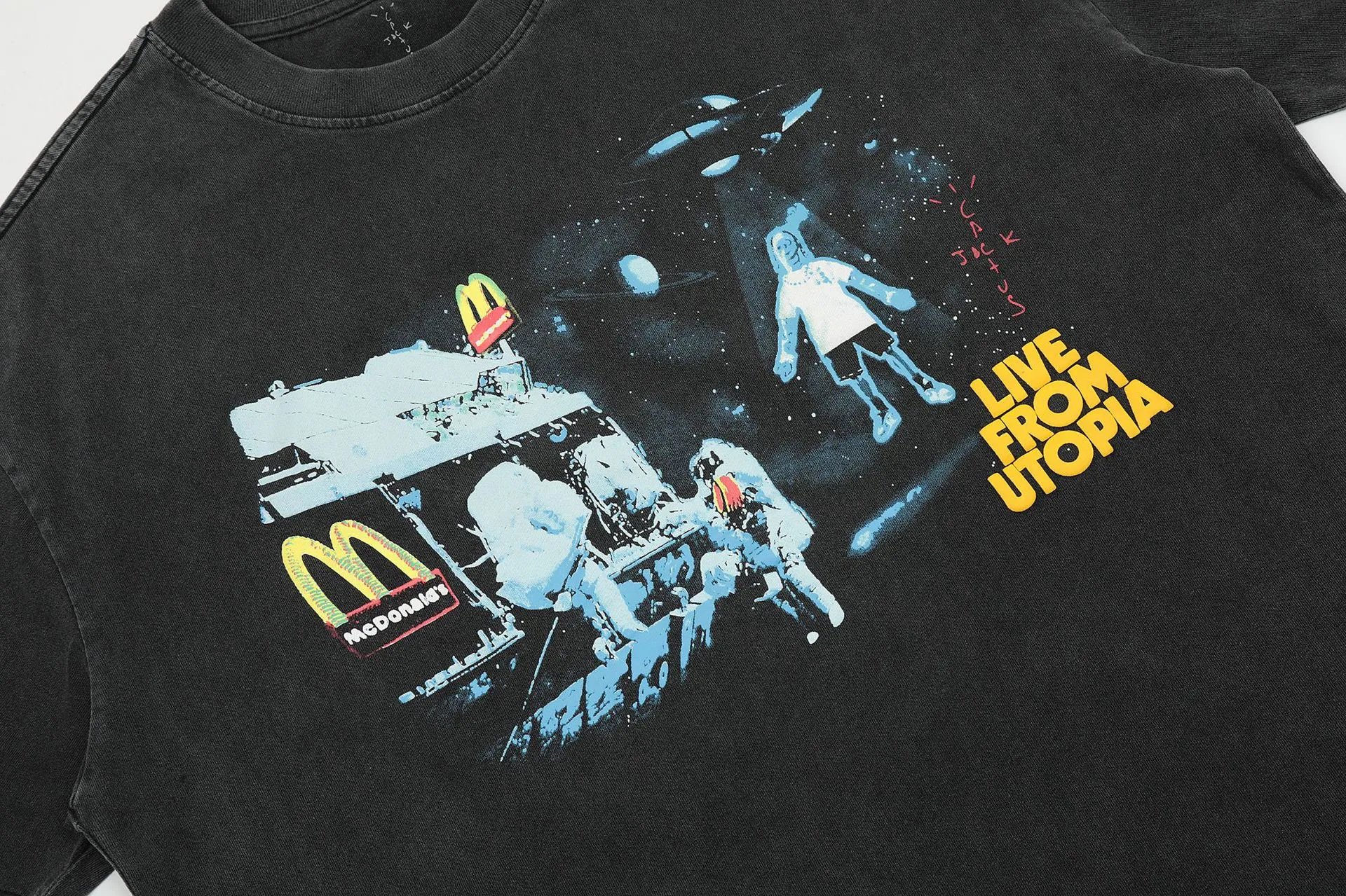 Streetwear Washed UFO Graphic Tee Charcoal - Gallery Image 5 - Detailed View