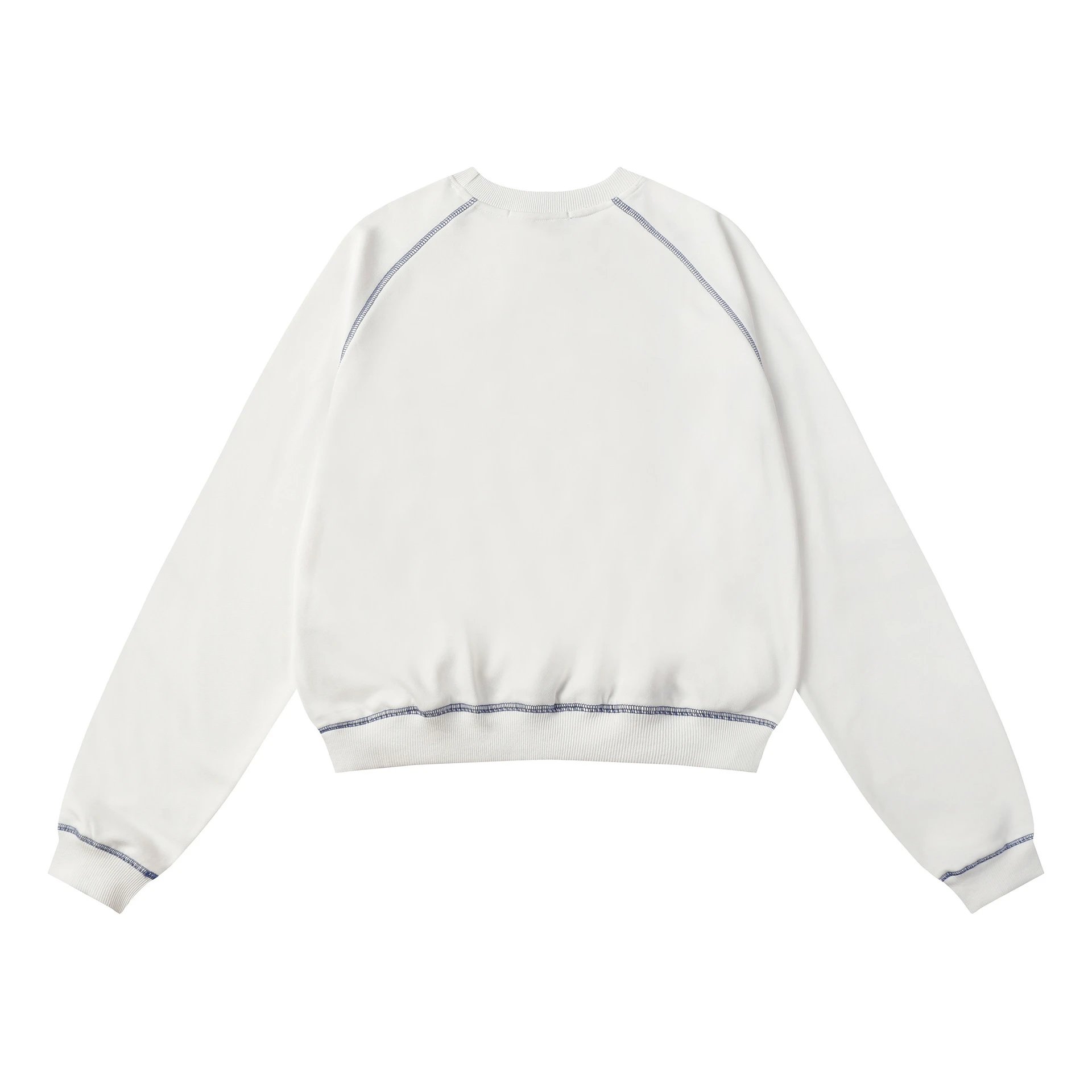 Chic Daisy Print Raglan Crop Sweatshirt, Midnight Blue - Gallery Image 3 - Detailed View