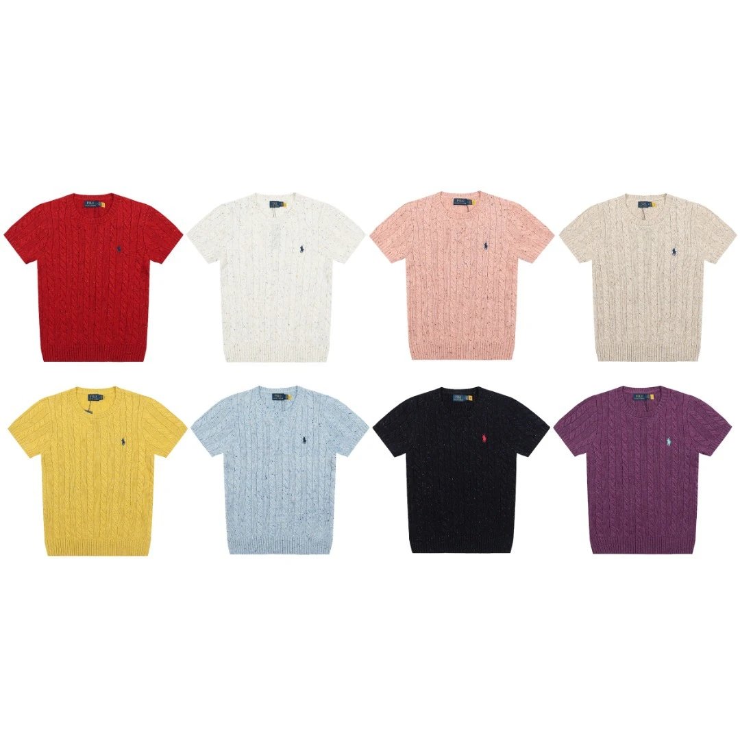 Cable-Knit Wool Blend Tee, Short Sleeve - Ecru - Gallery Image 1 - Detailed View