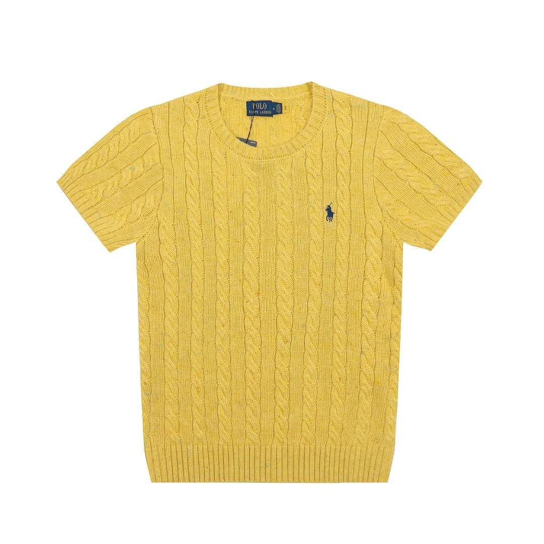 Knit Crewneck Wool Blend Tee, Marigold - Ralph Lauren - Cnfans - $29.03