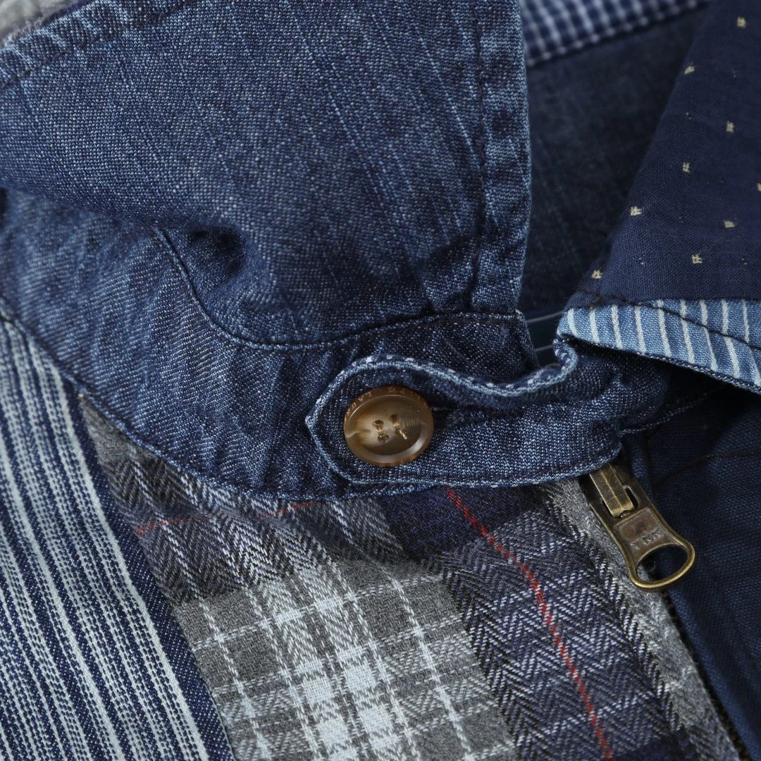 Denim Patchwork Reversible Jacket - Indigo - Gallery Image 8 - Detailed View