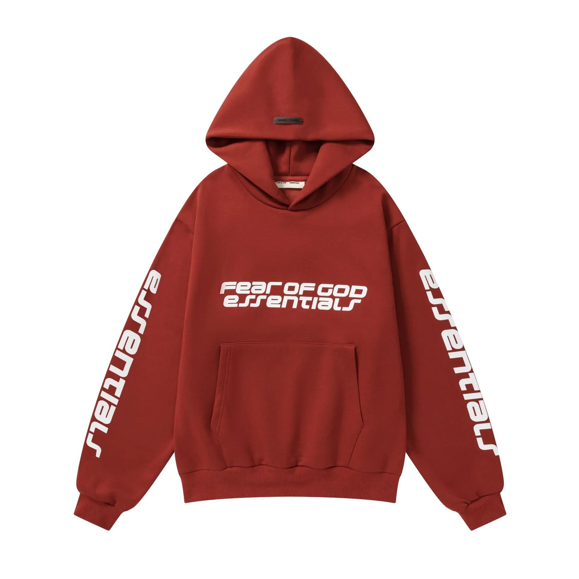 Streetwear Cotton Pullover Hoodie Set Maroon - Essentials - Cnfans - $37.10